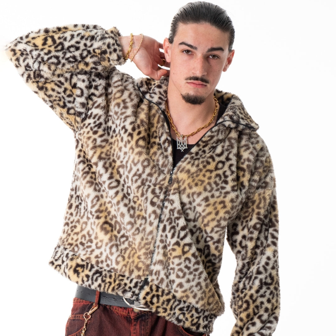 Harbosa Faux Fur Animal Print Jacket