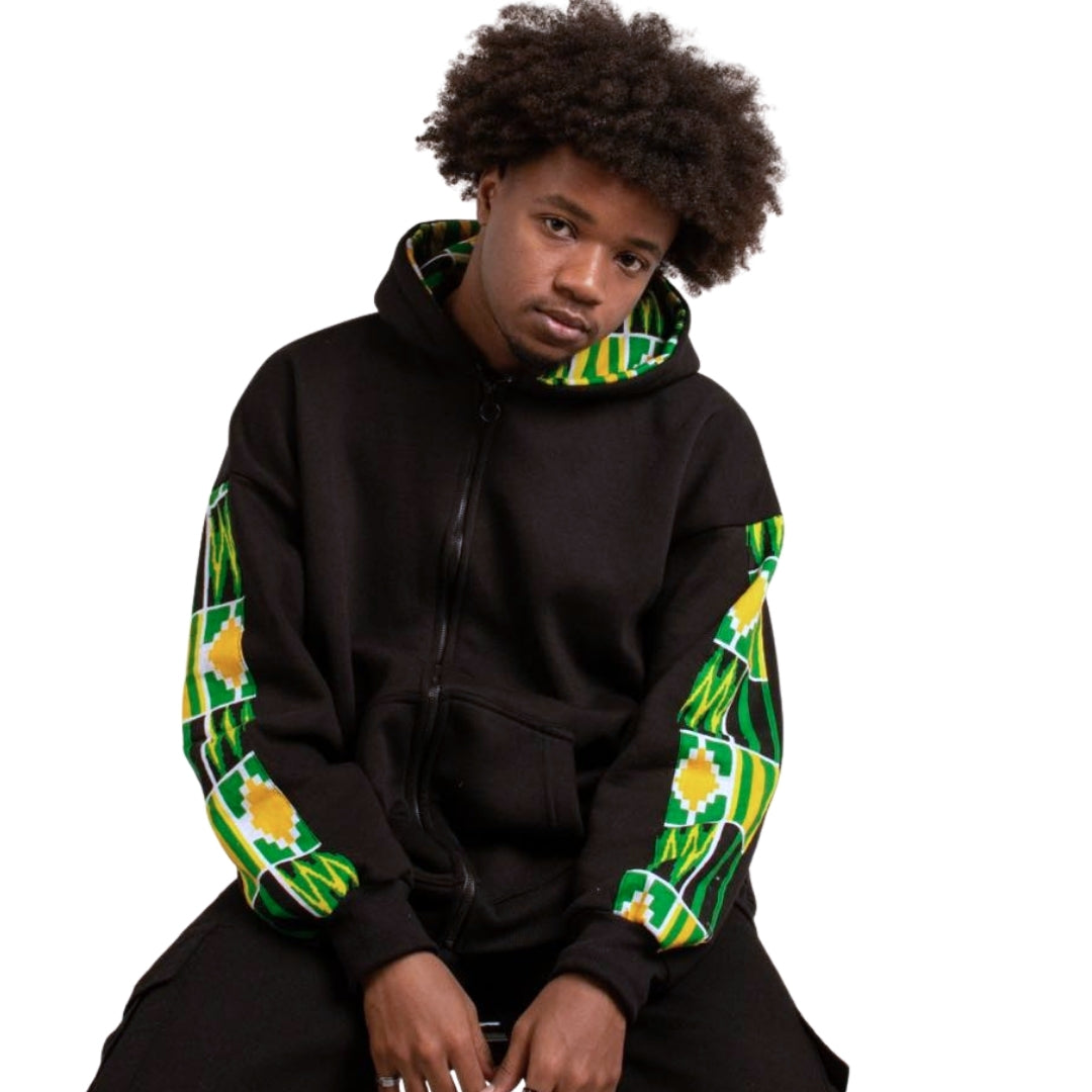 Harbosa Zip African Print Hoodie